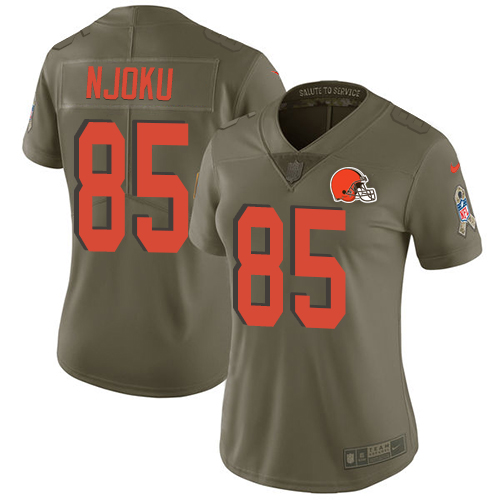 Nike Browns #85 David Njoku Olive Women's Stitched NFL Limited Salute to Service Jersey